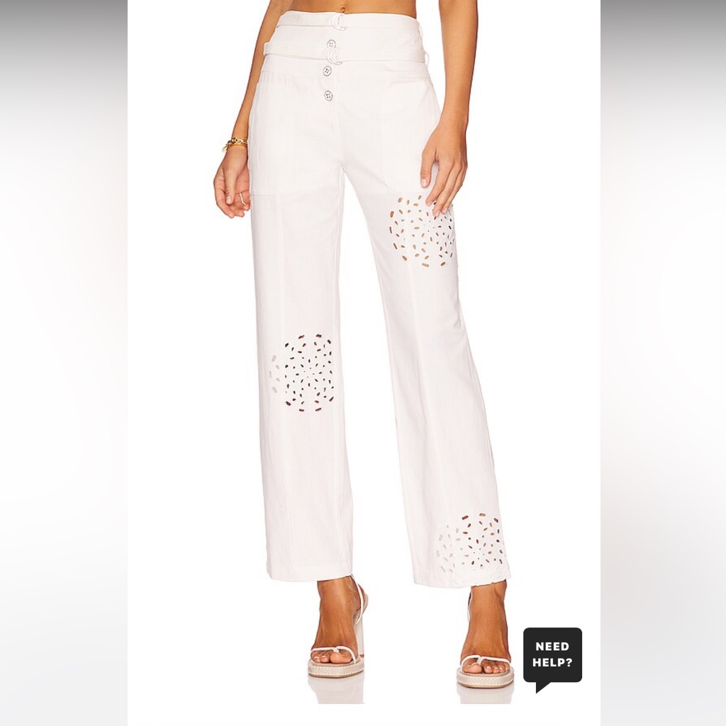 Valentina Embroidered Pants In White Tularosa